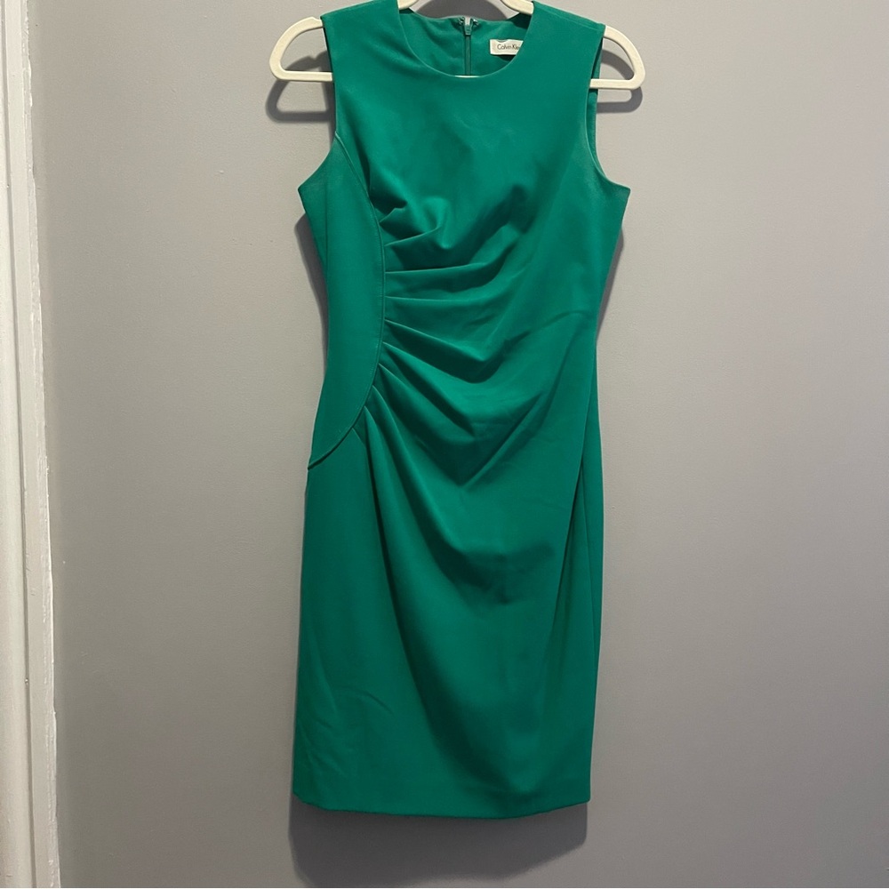 Calvin Klein Teal Green Ruched Dress